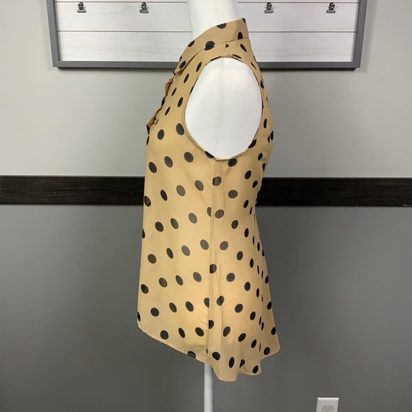 SANS SOUCI sheer polka dot tank top buttons hi-low - Picture 4 of 13